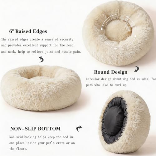 nononfish Puppy Bed for Small Dogs, Calming Donut Round Pet Bed - Image 5