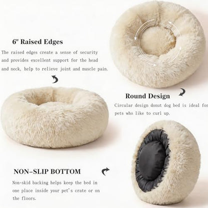 nononfish Puppy Bed for Small Dogs, Calming Donut Round Pet Bed - Image 5