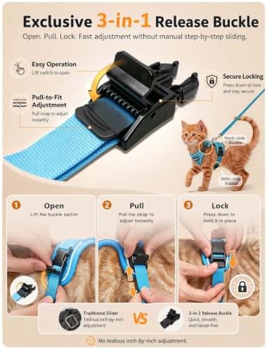 Cat Harness and Leash Set, Escape Proof Kitten Harness, Night Blue - Image 3
