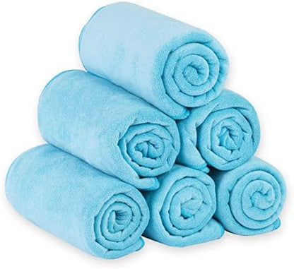 JML Microfiber Bath Towels Set, 6 Pack, Sky Blue by JML