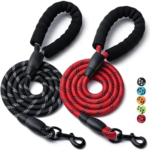 2 Pack Dog Leash, Heavy Duty Nylon Rope Pet Leashes by BOOMIBOO