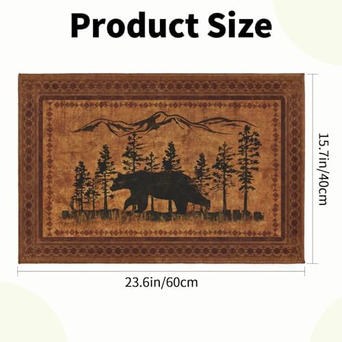 Giwawa Forest Bear Bath Rug Rustic Cabin Absorbent Plush Floor Mat 16"x24" Soft - Image 3