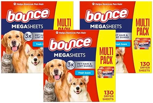 Bounce Pet Hair and Lint Guard Mega Dryer Sheets by Bounce