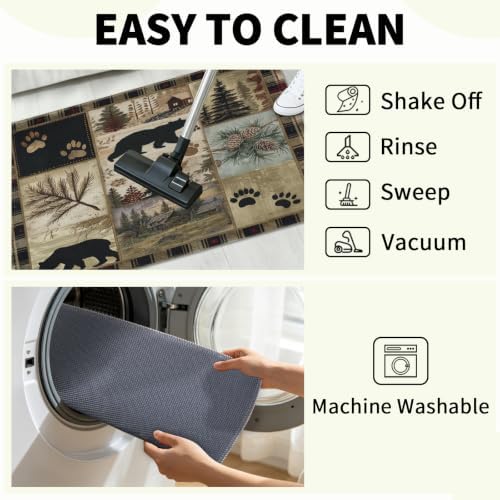 Giwawa Black Bear Bath Rug Forest Cabin Plush Entryway Carpet 20x32 Inch Soft - Image 7