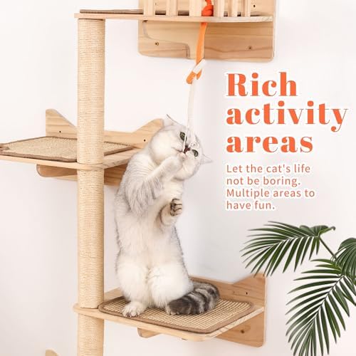 KVIDA Solid Pine Wood Cat Tree for Indoor Cats - Image 4