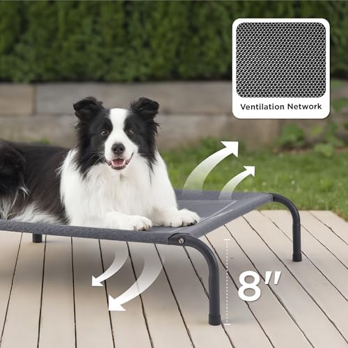 Bedsure Outdoor Elevated Cooling Dog Bed Large Sized Dog, 49in Grey - Image 2