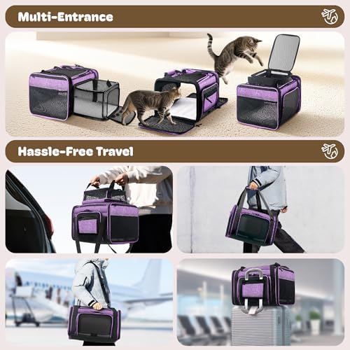 Top and 2 Sides Expandable Pet Carrier 17x11x9.5 TSA Airline Approved - Image 6