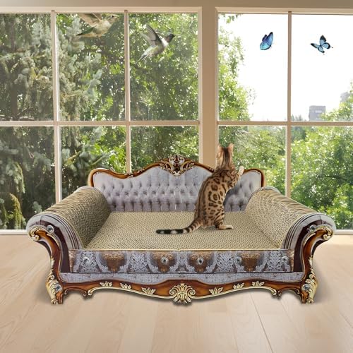 Luxury Couch Shaped Cardboard Cat Scratcher Sofa Bed, Cat Scratching Board - Image 5