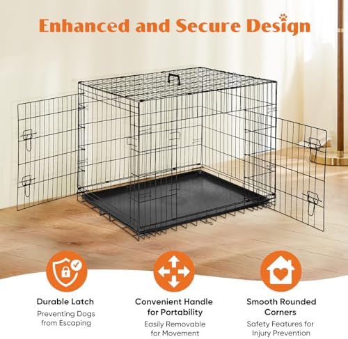 Sweetcrispy 48 Inch Dog Crate, Medium Large Dog Cage, Foldable Pet Kennel - Image 2