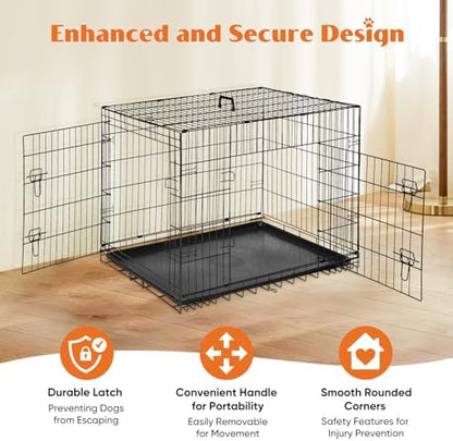 Sweetcrispy 48 Inch Dog Crate, Medium Large Dog Cage, Foldable Pet Kennel - Image 2