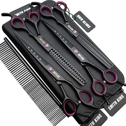 7.0 inches Professional Dog Grooming Scissors Set Straight & thinning & Curved by Smithking