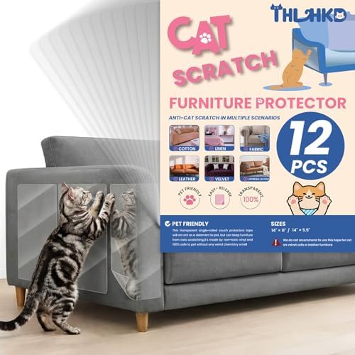 12PCS Cat Scratch Furniture Protector, Single Sided Couch Protectors Tape from by CreateHarmonyWithYourPet