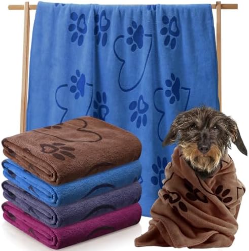 Fanfanwin 4 Pcs Dog Bath Towels Microfiber Drying Dog Towel Absorbent Pet Heart by Fanfanwin