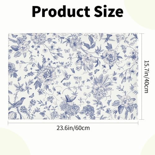 Giwawa Chinoiserie Flower Bath Rug Blue Leaves Bathroom Mat 16"x24" Soft Plush - Image 3
