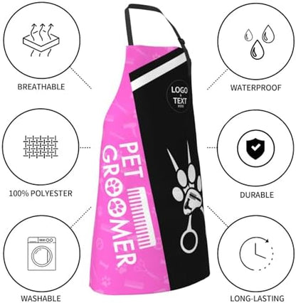 Custom Dog Grooming Apron, Personalized Logo Pet Groomer Apron Smocks - Image 3
