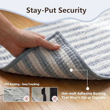 Chenille Bathroom Rug Non Slip Washable, Absorbent Bath Mat - Image 2