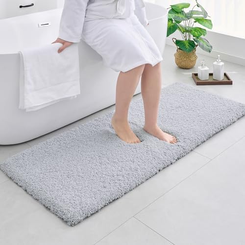 Disolla Silver Grey Bathroom Rugs 24x48, Non-Slip Plush Thick Bath Mat by Disolla
