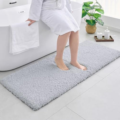 Disolla Silver Grey Bathroom Rugs 24x48, Non-Slip Plush Thick Bath Mat by Disolla