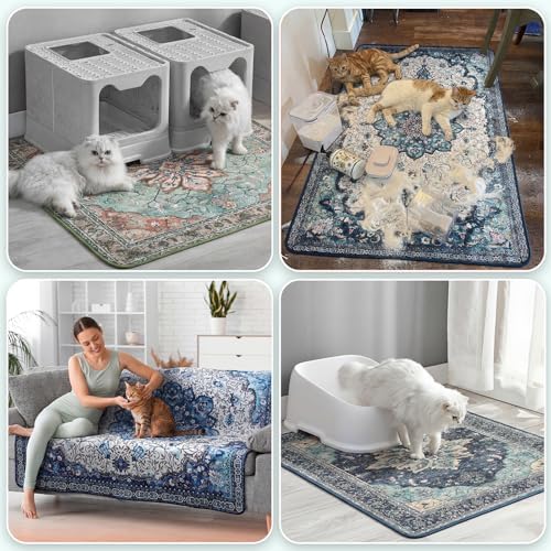 Hompet Cat Litter Mat 2 Pack, 24x36 Large Machine Washable Trapping Mats - Image 4