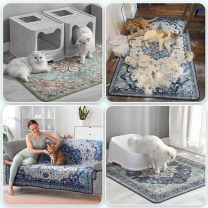 Hompet Cat Litter Mat 2 Pack, 24x36 Large Machine Washable Trapping Mats - Image 4