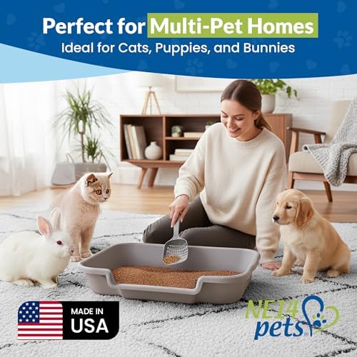 KittyGoHere Senior Cat Litter Box, Large Litter Pan, 2 Pack, Misty Gray - Image 3