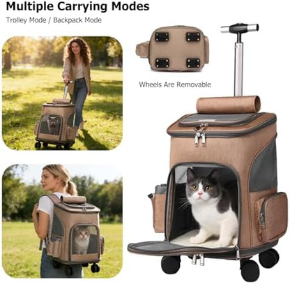 PETCUTE Wheeled Pet Carrier Backpack, Foldable 2-in-1 Pet Stroller, Travel - Image 6
