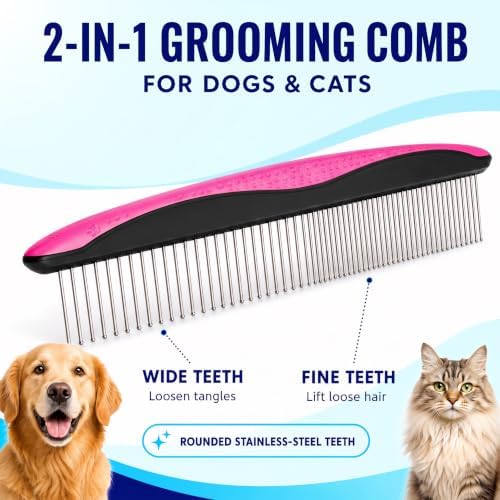 Pat Your Pet Deshedding Brush & Metal Comb Grooming Combo - Image 2
