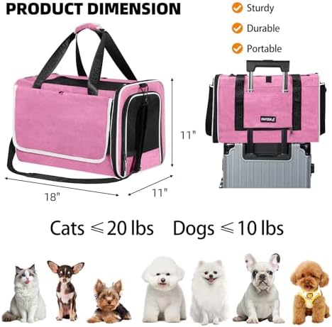 Cat Carrier for Travel, Soft-Sided, Top Loading, Privacy Curtain, to 20 lbs - Image 2