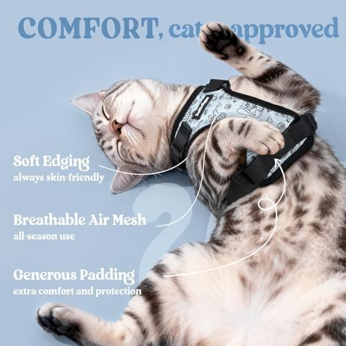 rabbitgoo Cat Harness and Leash Set, Escape Proof Vest, Doodle Gray - Image 4