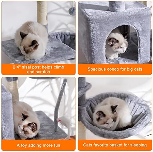 Heybly Cat Tree with Toy, 50.4" Cat Tower condo - Image 5