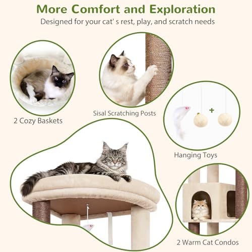 Globlazer C64 Heavy Duty Corner Cat Tree, 64in Large Cat Tower - Image 4