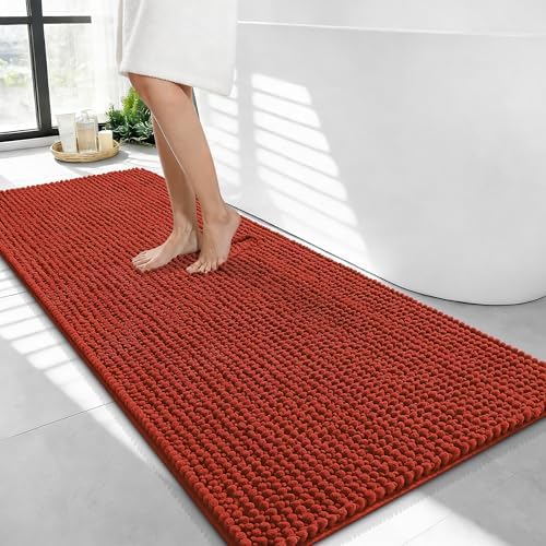 OLANLY Thick Chenille Bathroom Runner Rugs Mats 44x24, Rustic Terracotta by OLANLY