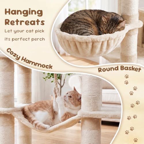 Heybly Cat Tree, 68 inch Multi-Level Cat Tower - Image 3