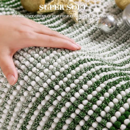 BSICPRO Bathroom Rugs Sets 2 Piece, Non Slip Striped Bath Mat, Hunter Green - Image 3