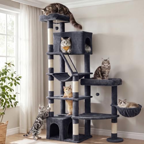 Feandrea Large Cat Tree, 74.1" Tall Sturdy Cat Tower by FeandreabySONGMICSHOME