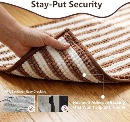 Chenille Bathroom Rug Non Slip Washable, Absorbent Bath Mat - Image 2