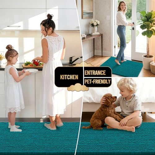 OLANLY Thick Chenille Absorbent Bathroom Rugs Mat 30x20, Deep Lake - Image 6