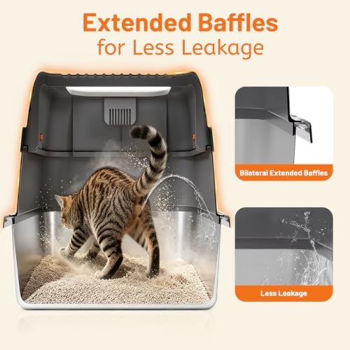 23.6x14.57x15.55 Inch XL Enclosed Stainless Steel Litter Box - Image 3