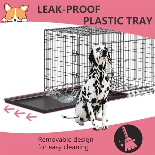 FDW | 45" Foldable Metal Dog Crate | Black | Cage - Image 5
