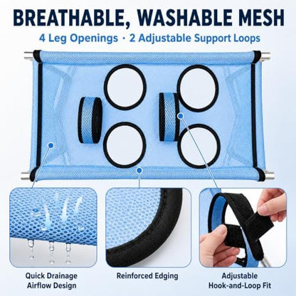 Dog Grooming Hammock with Stand & Side Tool Pockets, Foldable Pet Grooming - Image 4