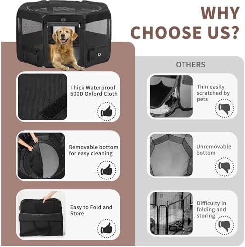 DONORO Dog Playpen Portable Pet Play Pens - Image 6