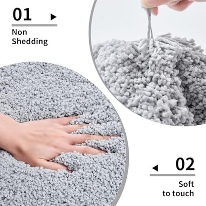 Disolla Silver Grey Bathroom Runner Rug 24x70, Plush Extra Large Bath Mat - Image 4
