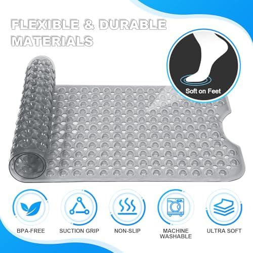 Bathtub and Shower Mats, 40x16 Inch Extra Large Non Slip Soft Bath Tub Mat - Image 5
