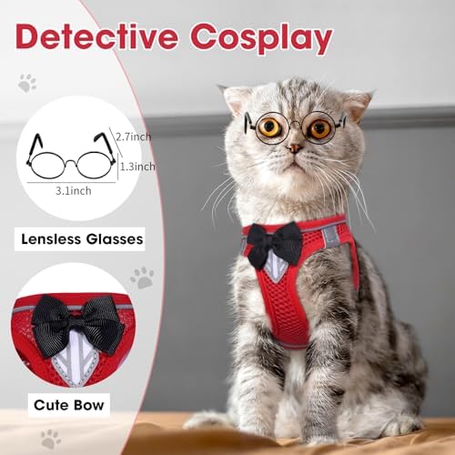 Cat Vest Harness and Leash Set, Escape Proof Kitten Harness Red S - Image 3