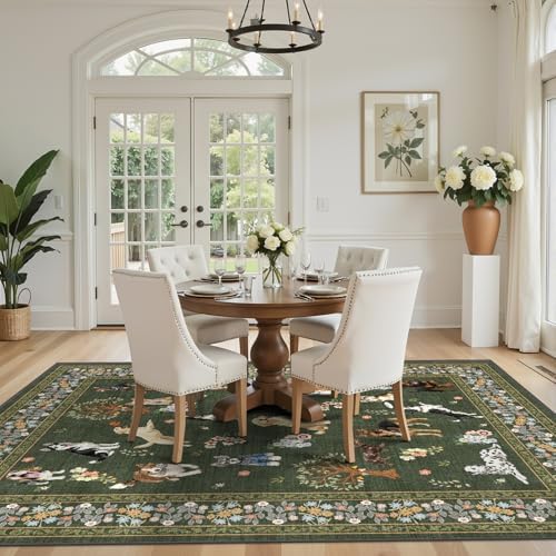 Dark Green Area Rug 5x7 for Living Room Bedroom - Image 3