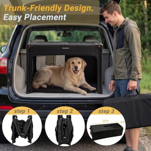 36 Inch Collapsible Travel Dog Crate, 4 Doors & Soft Pet Mat - Image 5