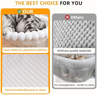 Desk Cat Bed with 2 Washable Covers, Space Saving Clamp-On Cat Perch Hammock - Image 6