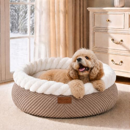FUKUMARU Cute Cat Bed, 25in Large Round Cat Beds by FUKUMARU