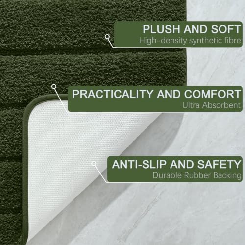 AROGAN Luxury Long Bathroom Runner Rugs 24x72 Inch Bath Rug, Olive Green - Image 6