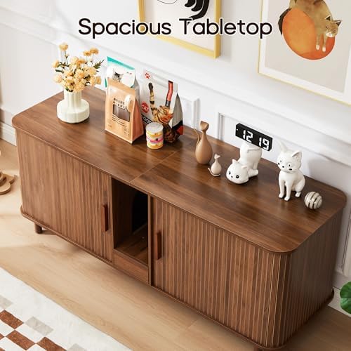 Flluted Double Cat Litter Box Enclosure Large Hidden Litter Box - Image 4
